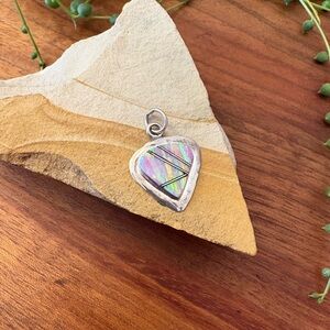 Vintage Opal Inlay Sterling Silver Native Artisan Handmade Charm Pendant